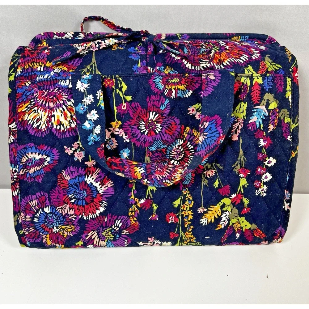 Vera Bradley Hanging Cosmetic Organizer Midnight Wildflowers‎ Quilted Cotton